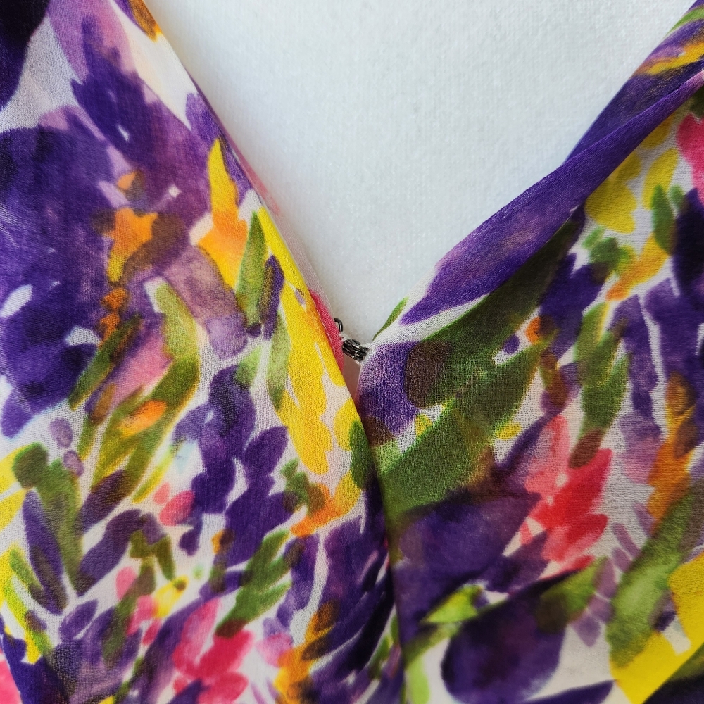 Cabi Pretty Summer Floral Sheer Blouse Faux Wrap Sleeveless Tank Top Small - Picture 7 of 16